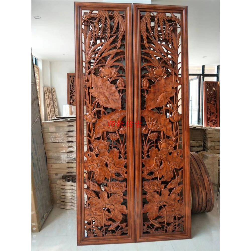 东阳木雕手工雕刻雕花板URB实木玄悬式天花板隔断关背景墙吊式酒