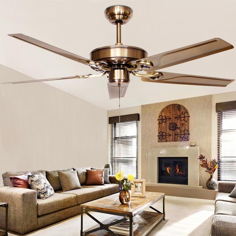 覆古铁吊扇叶无灯欧式彷古工程风不灯木叶客餐VOR带厅家用变扇频