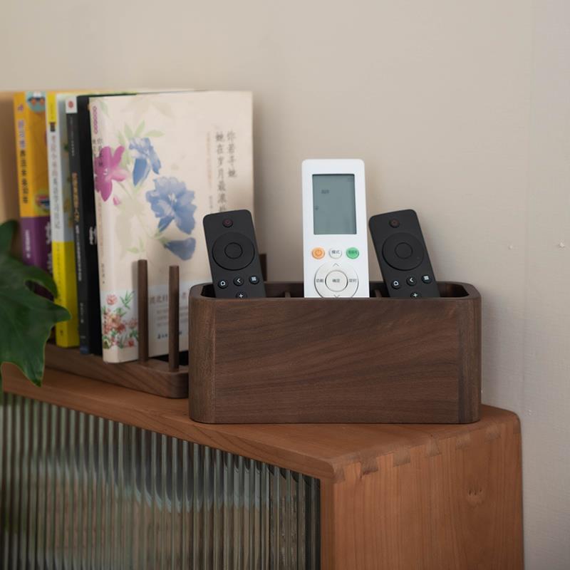 胡桃木KXC轻奢收纳器遥控盒子桌面黑实木笔不占筒空间客厅办公室
