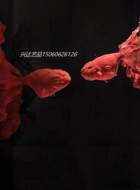 悬吊镂空金鱼创j意挂饰抽象雕塑酒店大厅商场展厅售楼部轻奢装饰