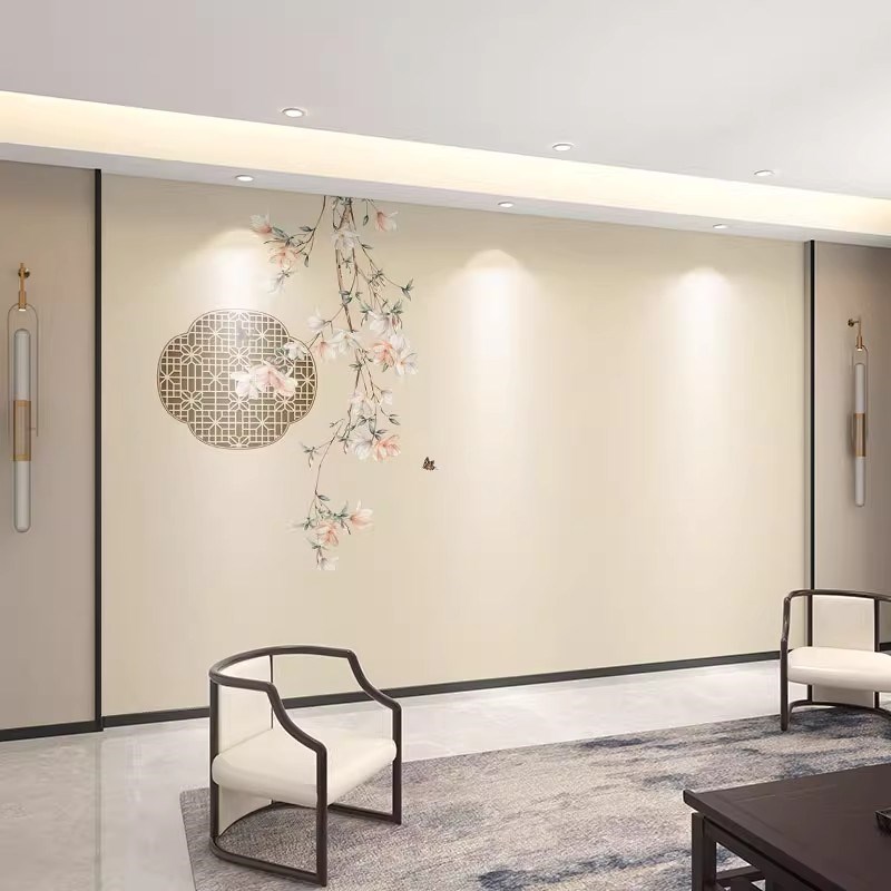 花鸟电视背景墙碳晶板新s中式客厅沙发竹木纤维护墙板卧室床头扣