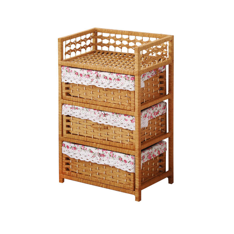 藤编床头柜卧室抽屉式收纳柜子手工编织家用田园风简约小型床边柜