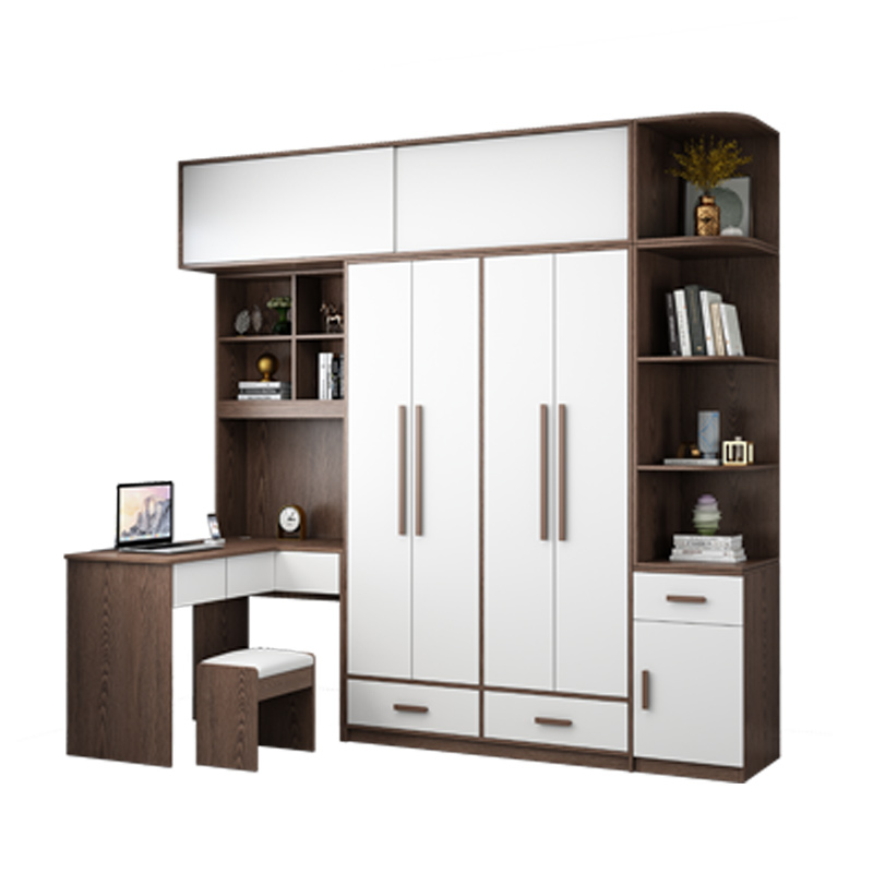 拐角电脑桌连身L型实木颗粒板衣柜转角书桌书架组合卧室学生写字
