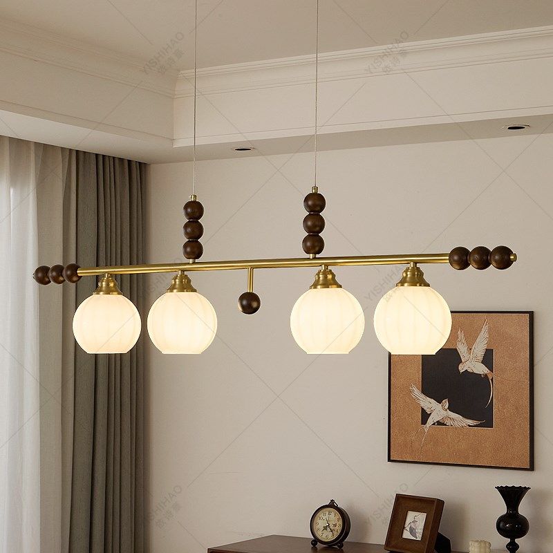 依诗豪 法式中古风长条吊灯玻璃灯罩餐桌灯设计师复古吧台灯,家装灯饰光源,餐厅吊灯,淘宝优惠券,粉丝福利购,淘宝优惠卷