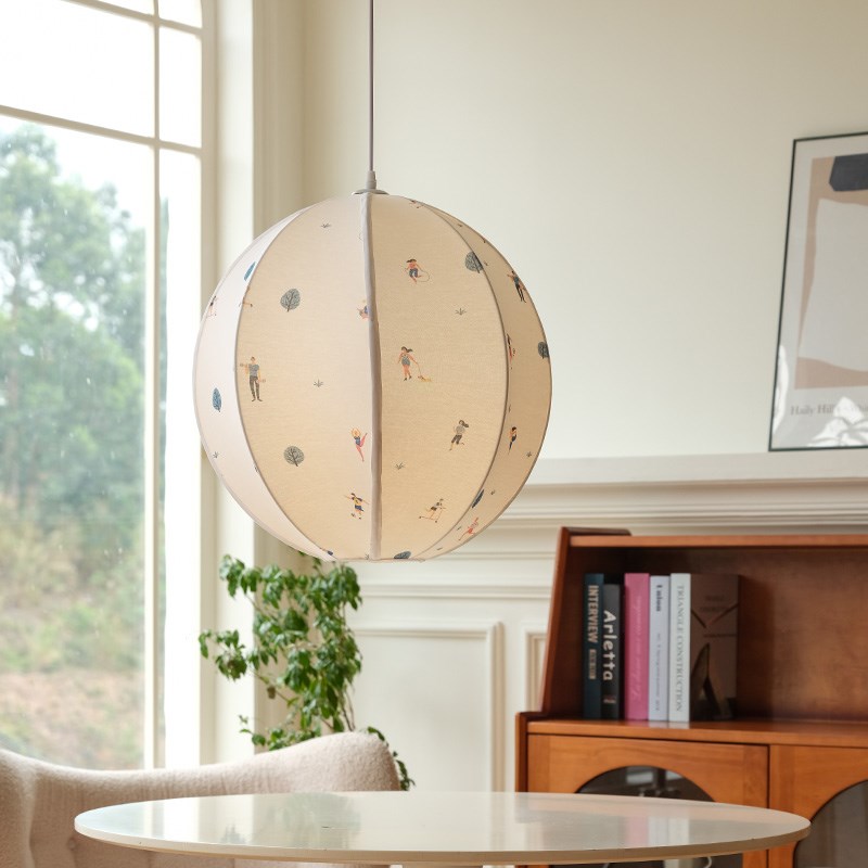 由灯记布艺刺绣儿童房卧室吊灯丹麦设计师创意新款复古餐厅书房灯