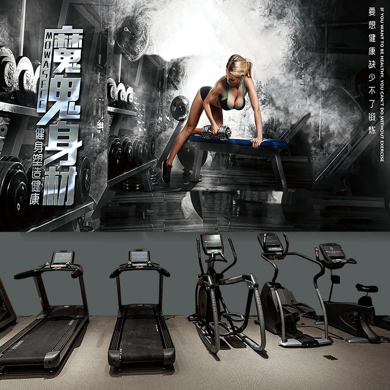 健身房励志自黏贴纸墙画运动俱乐部背景墙壁纸健美装饰画海报壁画