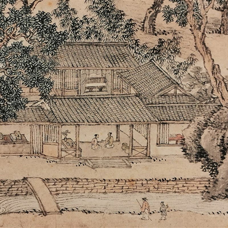 清代王翚《仿王蒙山水》风景国画高清微喷复制中式装饰挂画临摹