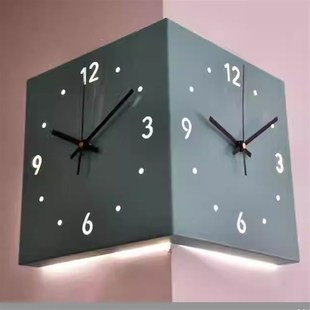 现代风格 饰 转角挂钟钟静音面拐角挂钟创意时钟阳角装