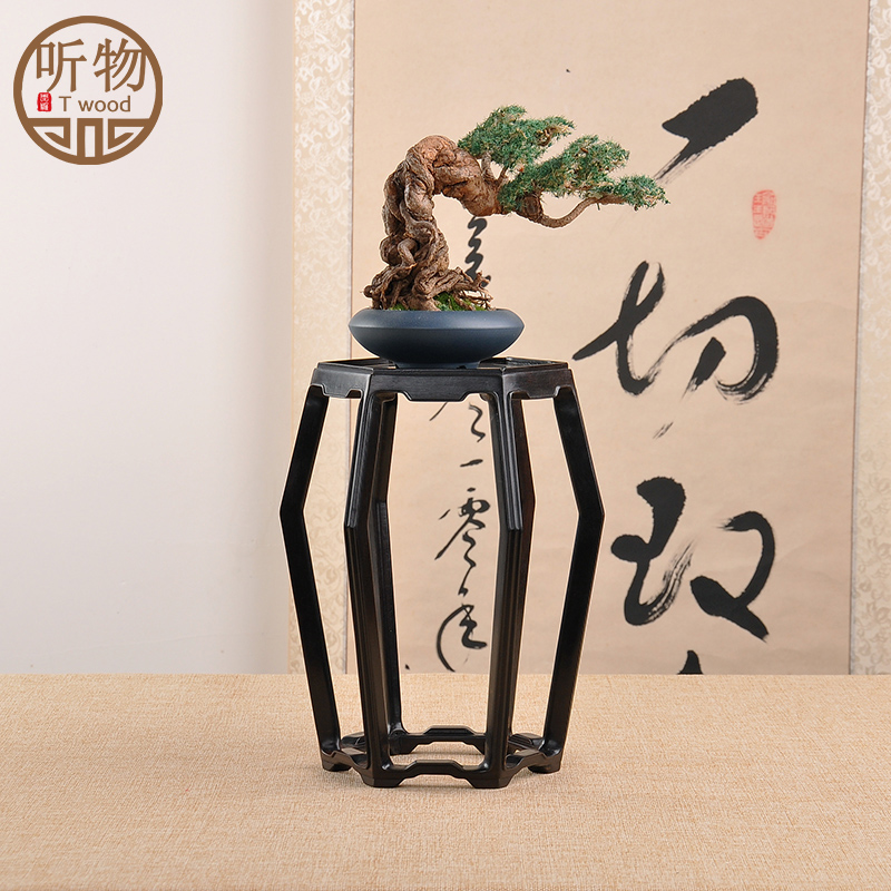 红木紫光檀圆形花几花瓶玉器黑檀文玩茶具摆件底座微型盆景底座