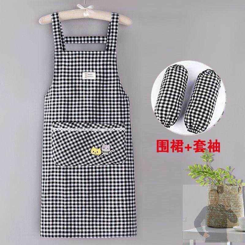 围裙袖套两件套棉布背心式围裙厨房双肩抱婴袋围腰夏天透气工作服,家庭/个人清洁工具,围裙,淘宝优惠券,粉丝福利购,淘宝优惠卷