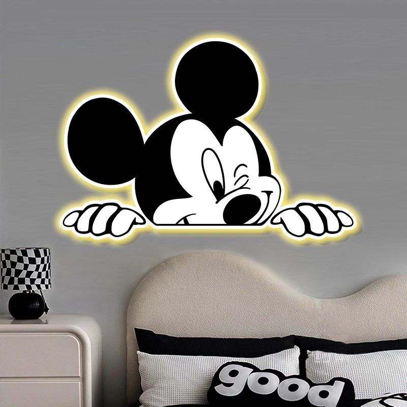 黑白米奇灯光画ld氛围感in风卧室装饰画客厅壁灯挂画发光床头画,家居饰品,氛围画/灯画,淘宝优惠券,粉丝福利购,淘宝优惠卷