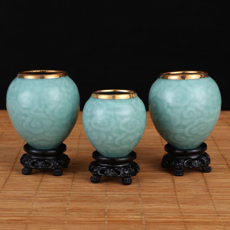 新款画眉鸟食罐鸡心杯水缸盒槽鸟笼杯祥云瓷碗画眉鸟食杯陶瓷碗