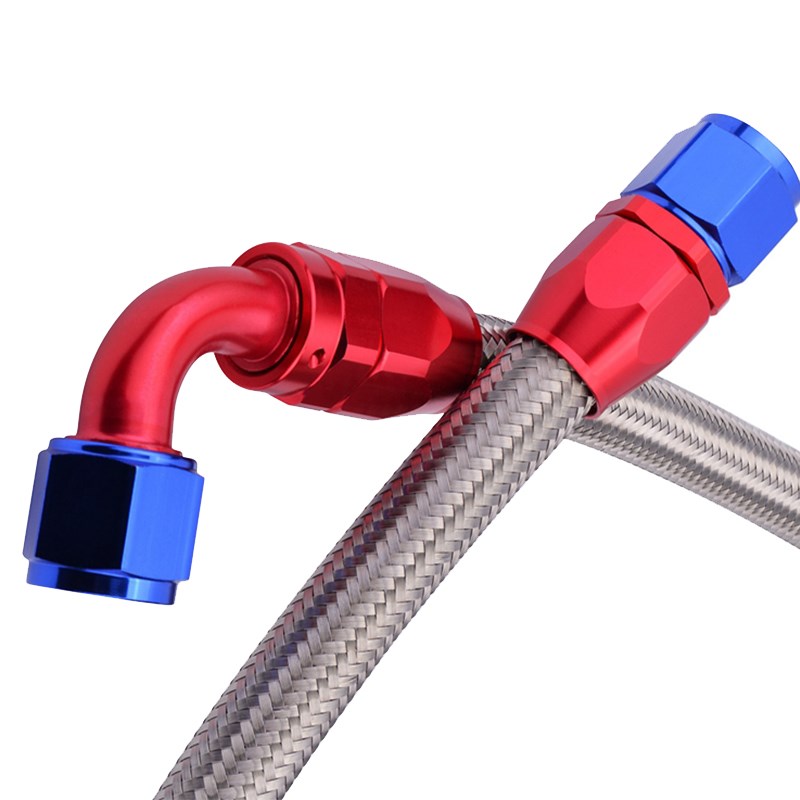 汽车无人机AN改装不锈钢橡胶管尼龙编织油冷管总成0度4590接头