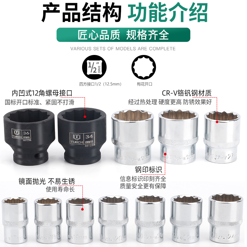 21件套大飞梅花套筒12角套筒头花角套筒12花套筒头子梅花套头组套