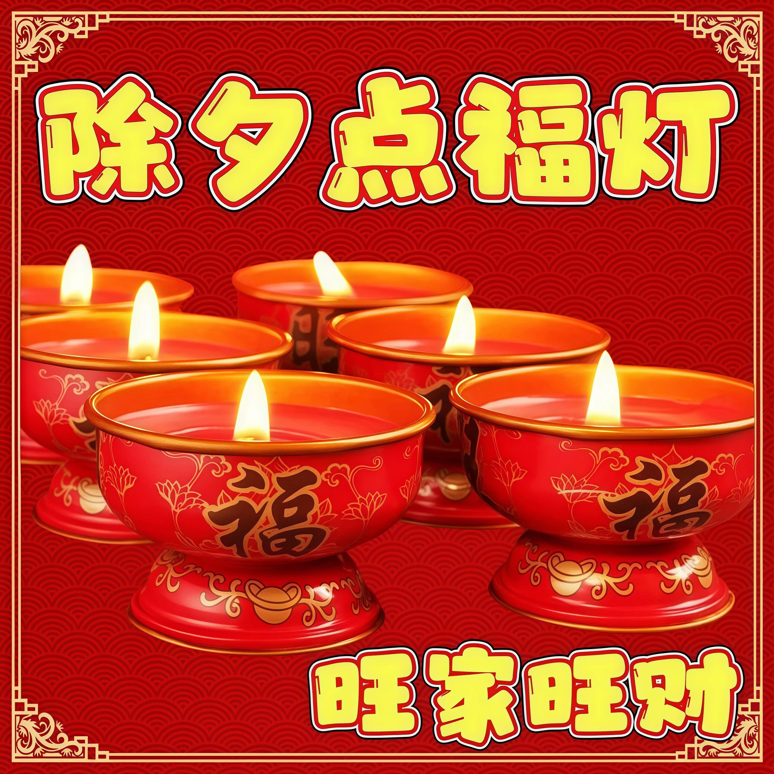 春节红色铁壳无烟长明香烛