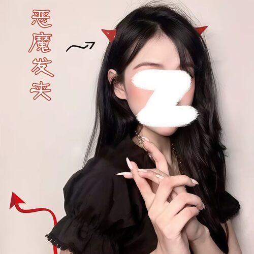 黑色二次元恶魔角发夹