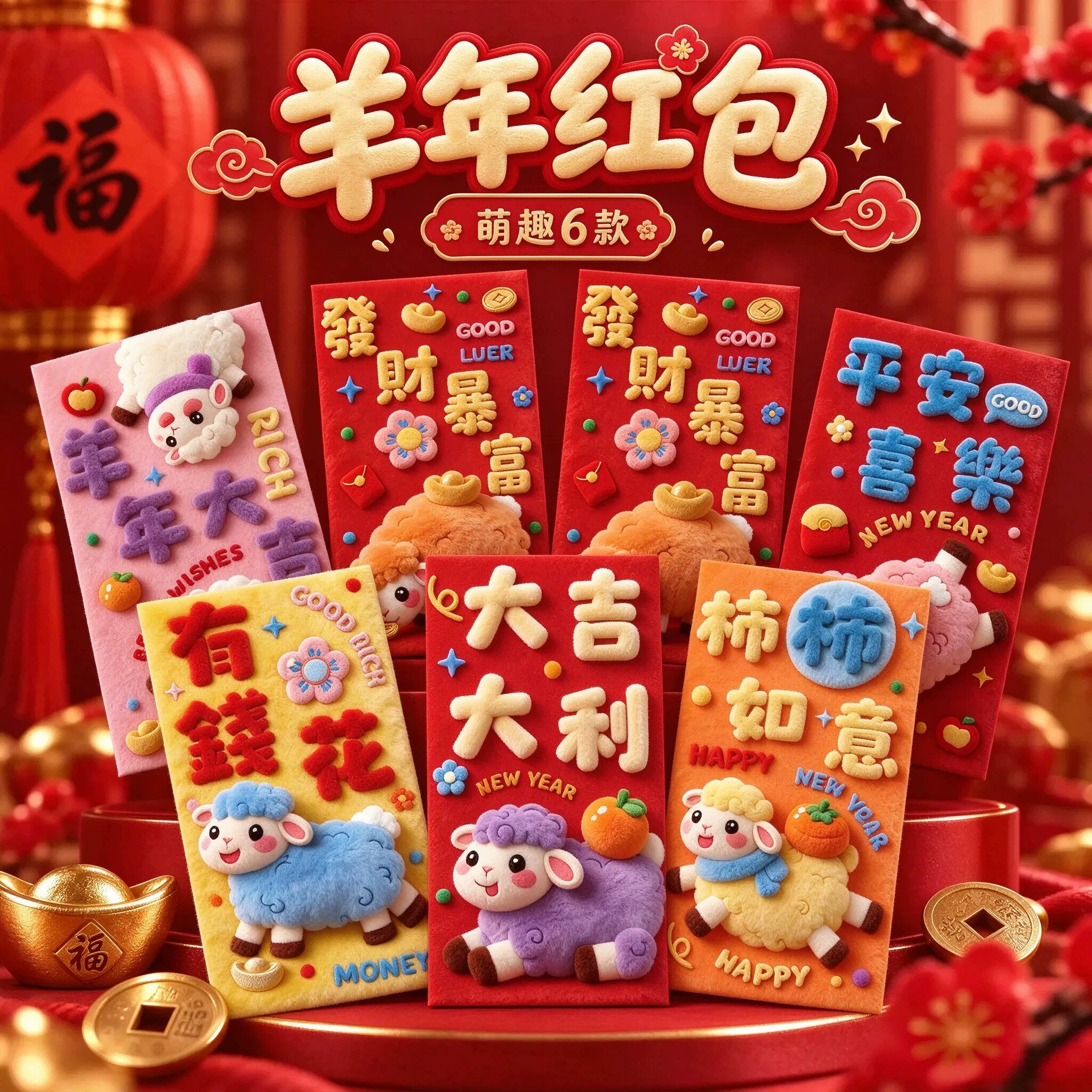 2027羊年春节大号压岁利是封包