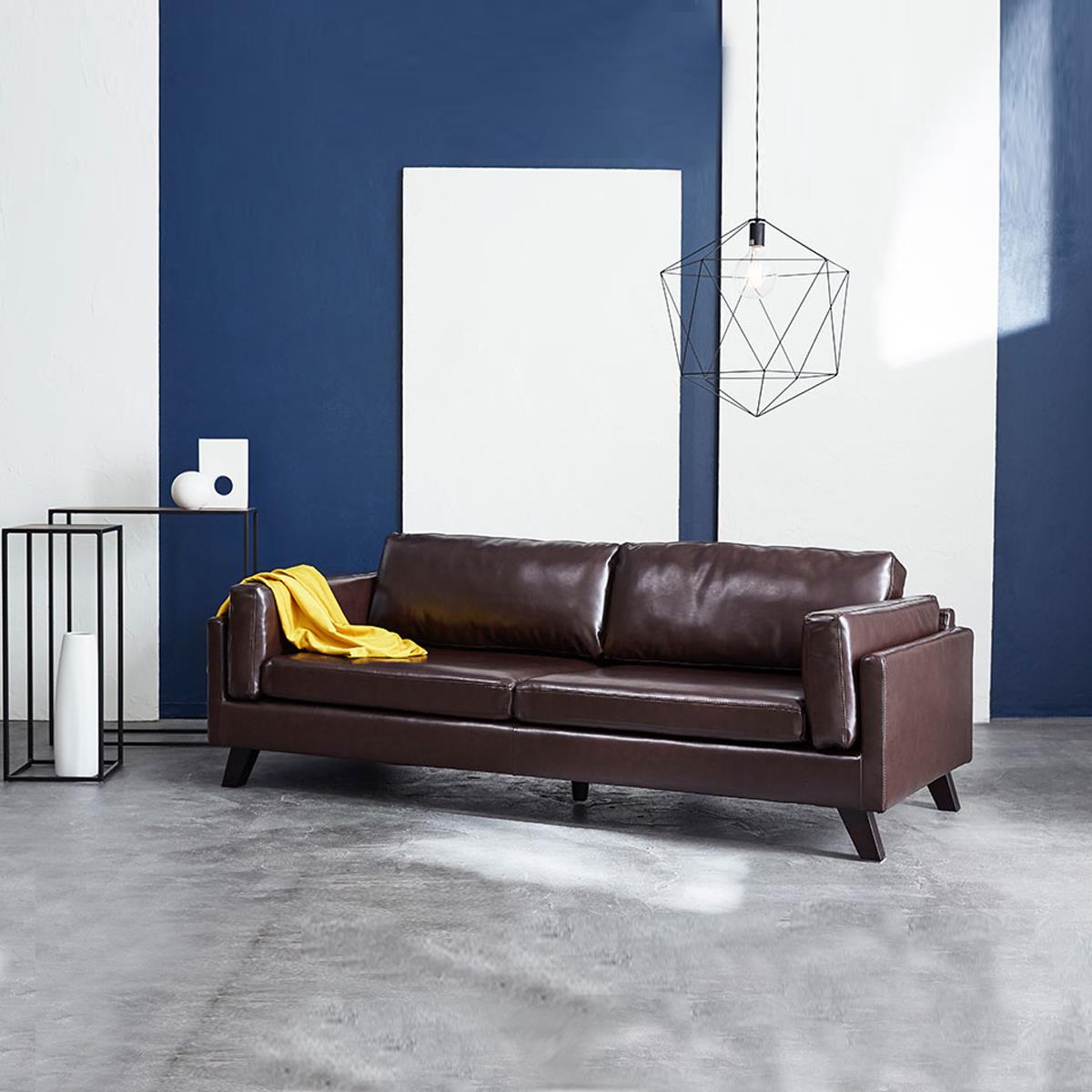 北欧小户型皮艺沙发创意组合客厅时尚小清新家具休闲简约黑皮现代