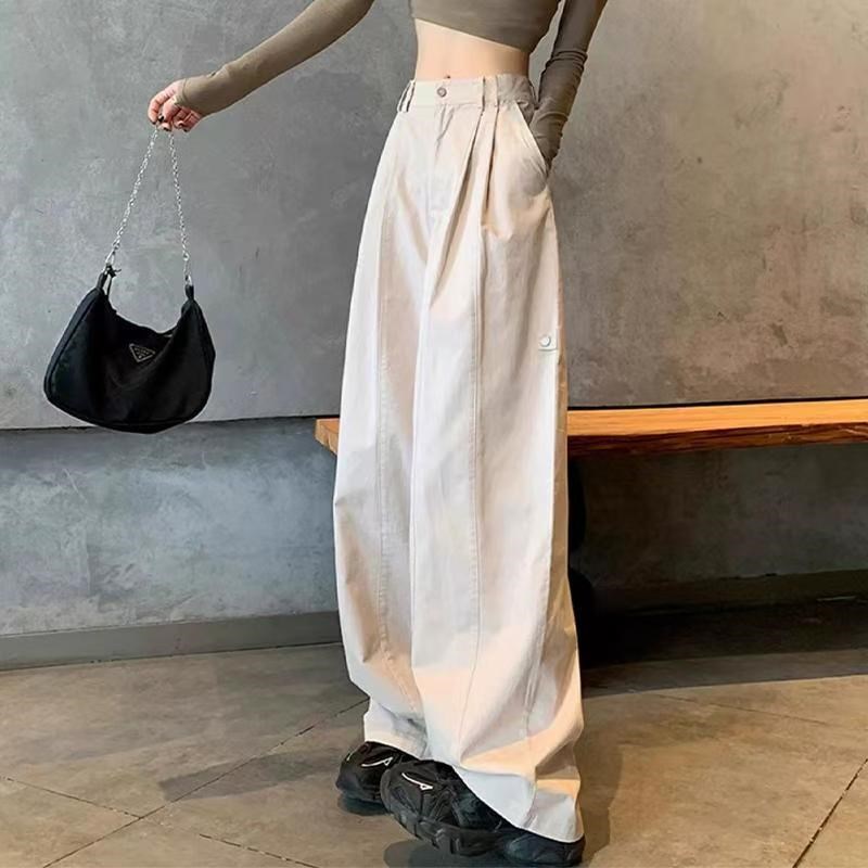 加长版卡其色阔腿工装裤女高个子夏薄款2025新款垂坠感拖地西装裤