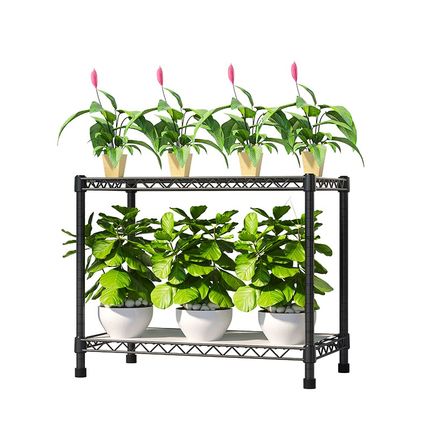 新款多肉花架落地2层盆栽置物架架子月季不锈钢绿萝兰花专用可调