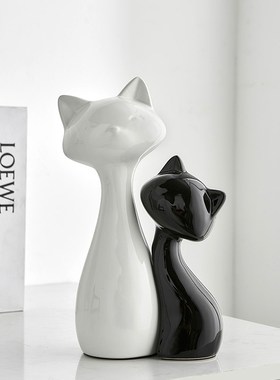 猫咪摆件高级感小众客厅玄关电视柜装饰品轻奢高档酒柜艺术工艺品