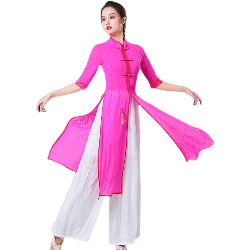 初级中级班形体奥黛旗袍走秀新款古典年轻款改良版舞台表演练功服