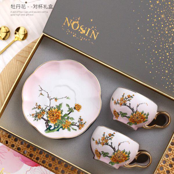 nosin诺轩复古陶瓷情侣对杯茶杯咖啡杯一对水杯下午茶杯子礼盒装