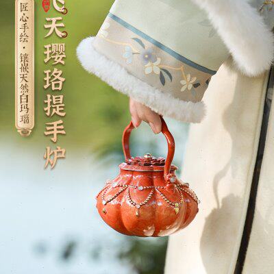 小主暖手瓜棱炉纯铜手炉家用室内檀香熏香炉冬天烧炭暖手复古摆件