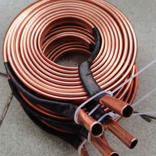 T2紫铜扁管8*7折弯盘圆10圈中间扁两头圆盘圆管5*0.5内侧贴膜