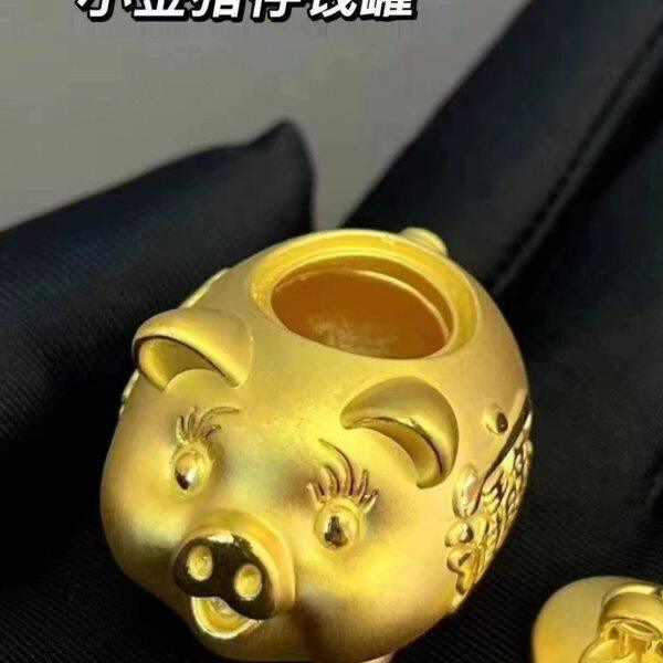 小金猪存钱罐可爱睫毛猪储钱罐可放金豆许愿瓶礼物摆
