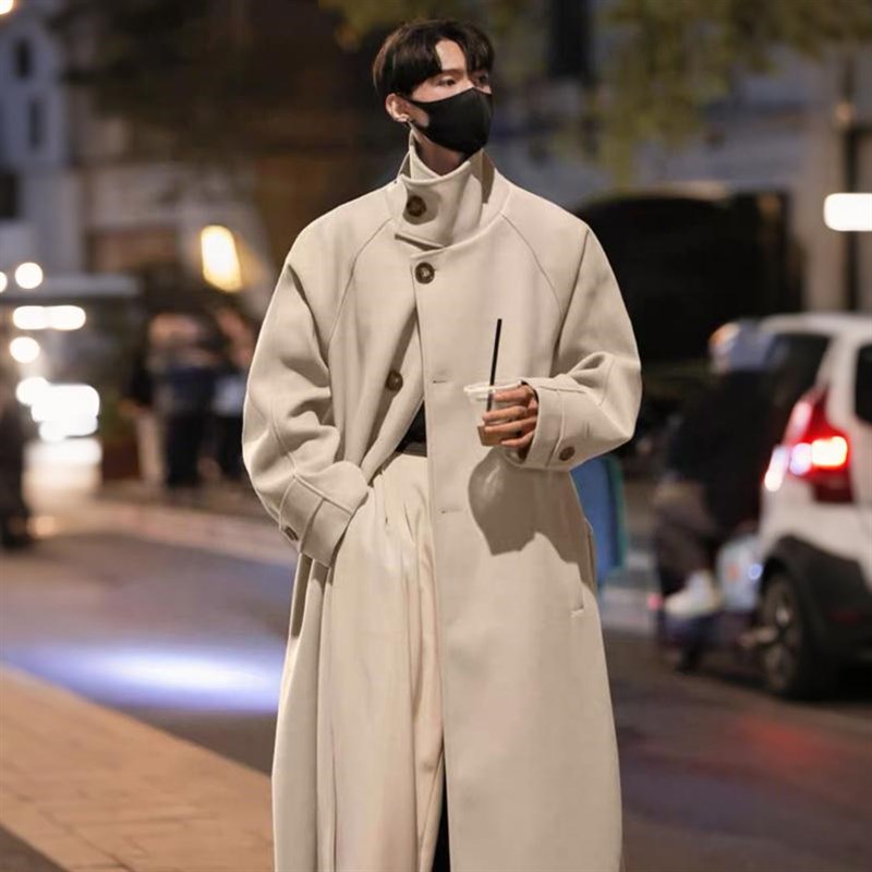 中长款风衣男冬季加厚毛呢外套过膝呢子大衣高级感痞帅韩系慵懒风