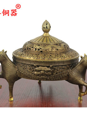 宇卓铜三纯铜香炉黄铜香C炉器马熏炉铜马熏炉工艺