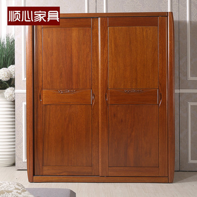 海棠木二门推拉衣柜超大空间实木衣橱滑门推拉双门衣柜