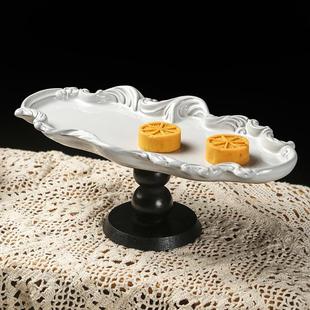 高脚盘陶瓷蛋糕甜品托盘家用茶几零食点心架干果盘高脚茶点盘 法式