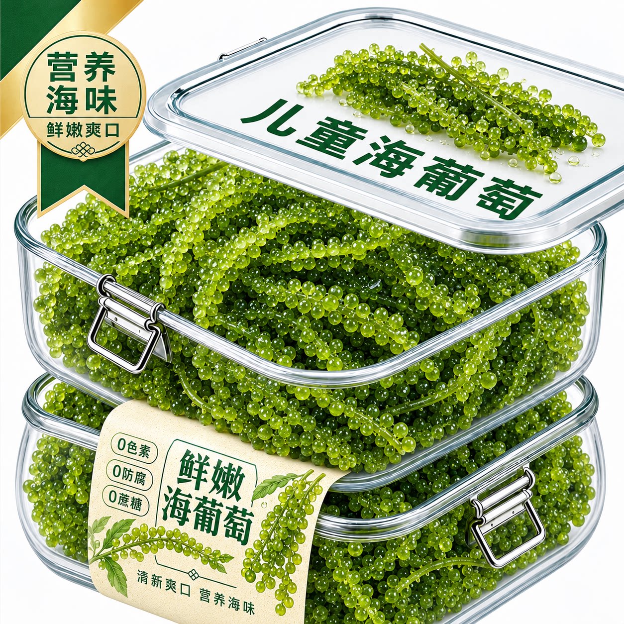 正宗即食儿童海葡萄康零食新鲜营养绿色鱼子酱盐渍海藻官方旗舰店