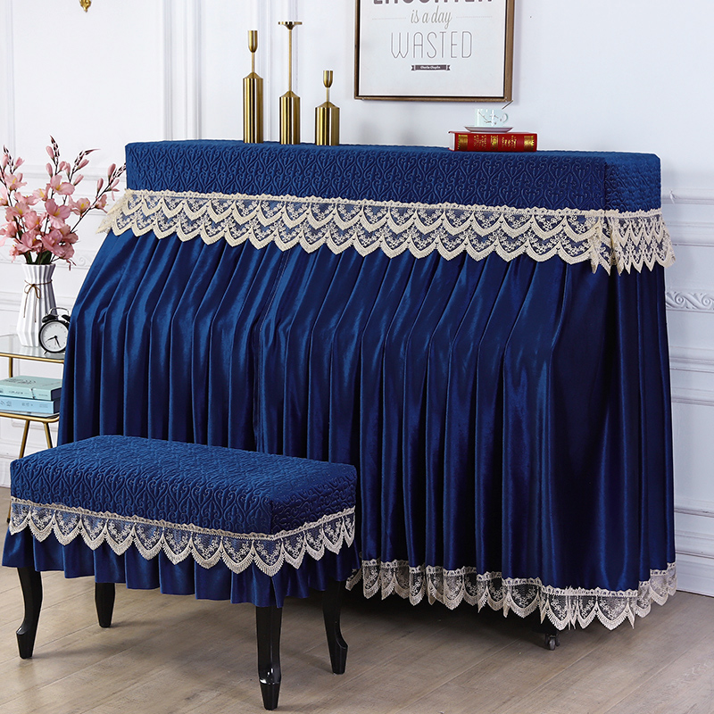 钢琴罩全罩丝绒加厚中开钢琴套简约欧式钢琴披定做韩式半罩琴凳罩