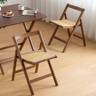 可折叠餐桌椅子藤编休闲靠背椅简约办公椅可携式出租房饭厅吃饭椅