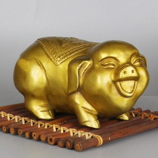 饰 纯铜猪摆件金猪纳福猪十二生肖猪可爱金钱猪聚宝盆猪家居酒柜装