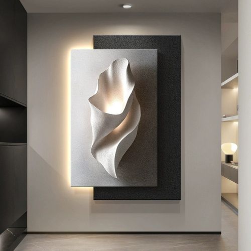 简约轻奢玄关入户装饰画高级感走廊客厅挂画立体感沙发背景墙壁画