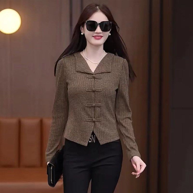 时尚长袖针织t恤女洋气小衫2024秋冬新款气质显瘦上衣百搭打底衫,女装/女士精品,毛针织衫,淘宝优惠券,粉丝福利购,淘宝优惠卷