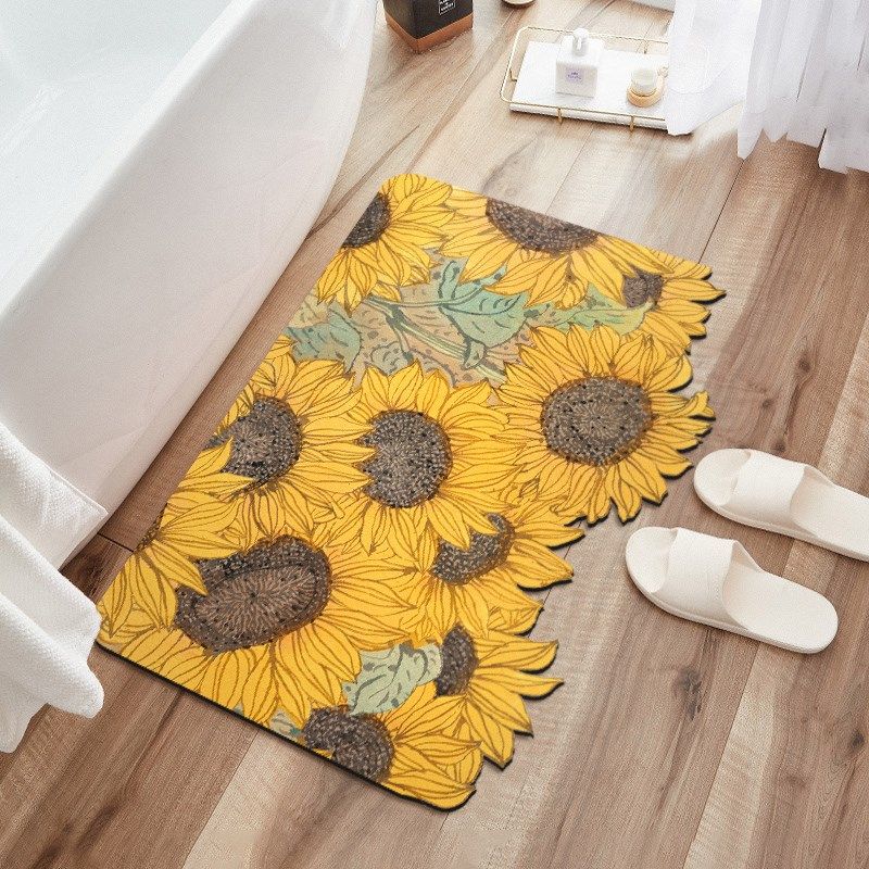 一拾一 向日葵浴室卫生间地垫可裁剪软硅藻泥吸水防滑脚垫地毯,居家布艺,家用脚垫,淘宝优惠券,粉丝福利购,淘宝优惠卷