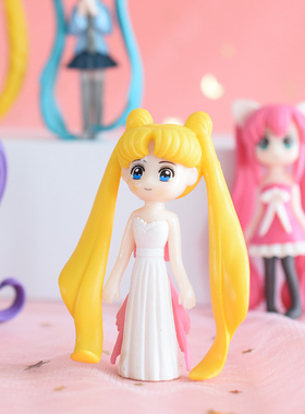 长发美少女摆件桌面创意公仔玩具少女心装饰小物件可爱办公桌装饰