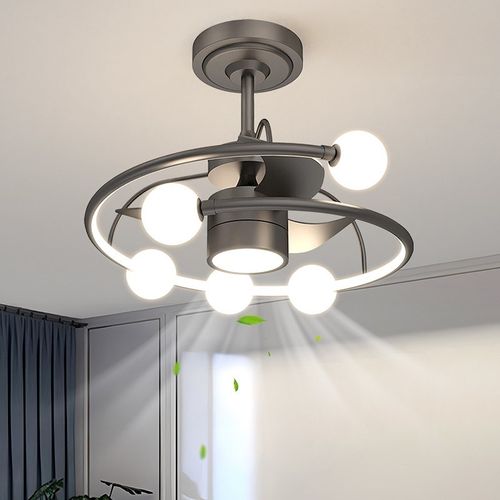 餐厅吊扇灯2024新款家用客厅卧室电扇灯摇头简约全光谱护眼风扇灯