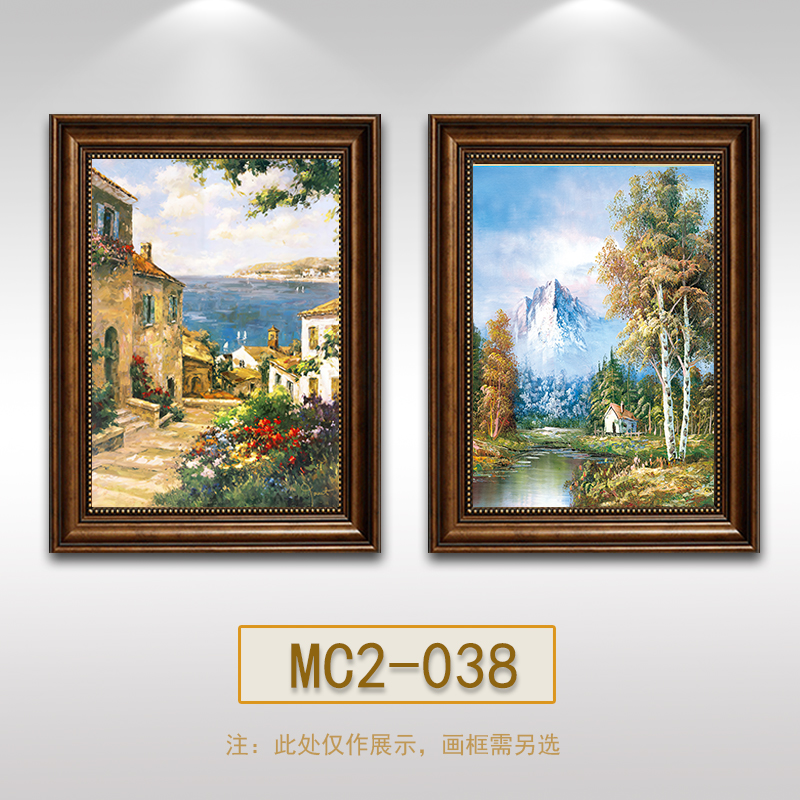 美式餐厅挂画欧式客厅画免打孔电表箱装饰画复古花卉油画风景挂画图片