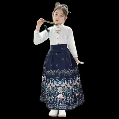 中国女童古装马面套装小女孩春夏季薄款风裙汉服儿童童装明制唐装