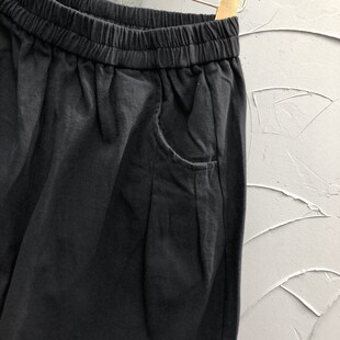 黑色松紧腰休闲哈伦牛仔裤女2025春季新款时尚宽松束脚九分老爹裤