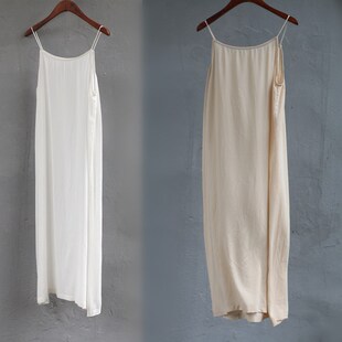 打底裙夏中长款衬裙宽松内搭纯白色吊带连衣裙女睡裙背心文艺衬裙