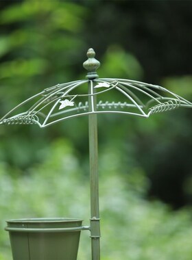 SHANGPIN复古铁艺落地式雨伞花架小鸟升级六桶户外庭院阶梯装饰