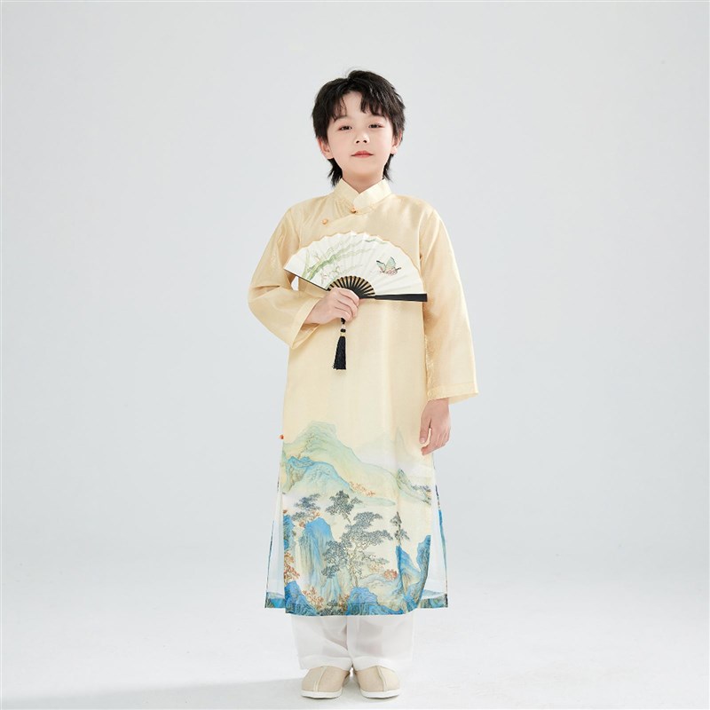 兴业堂春夏薄款江山如画男童汉服国学中式唐装国风古装演出服