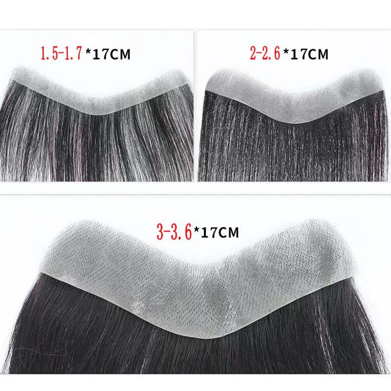 男发际线假发贴男士前额发际线真发贴片隐形M型发际线后移生物皮